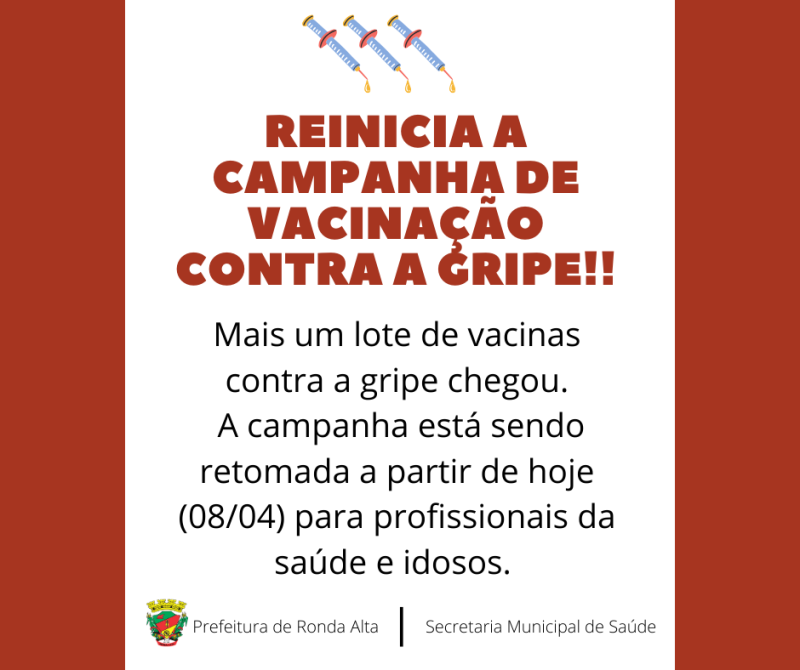 Retomada a Vacinação contra a Gripe
